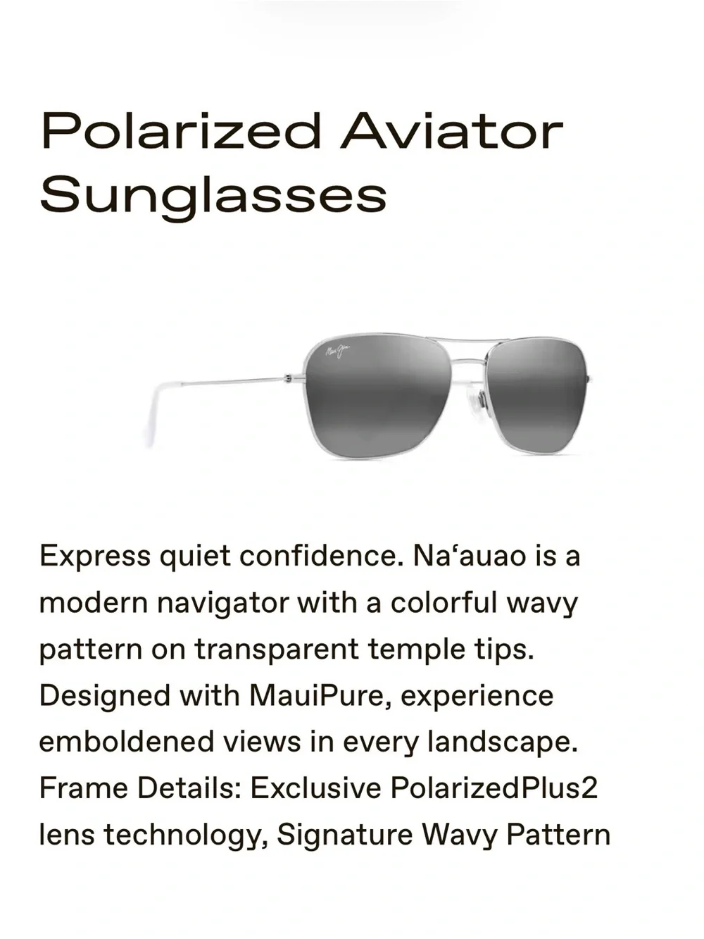 Maui Jim Na’auao Sunglasses Silver Frame Neutral Grey Polarized MauiPure Lens